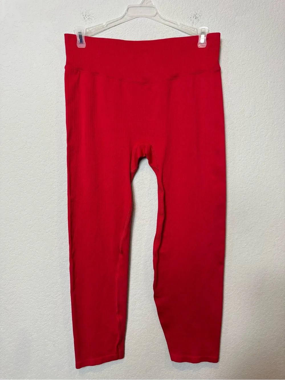 PINK Victoria's Secret Women’s Bright Red Ribbed Leggings Workout Athleisure XL